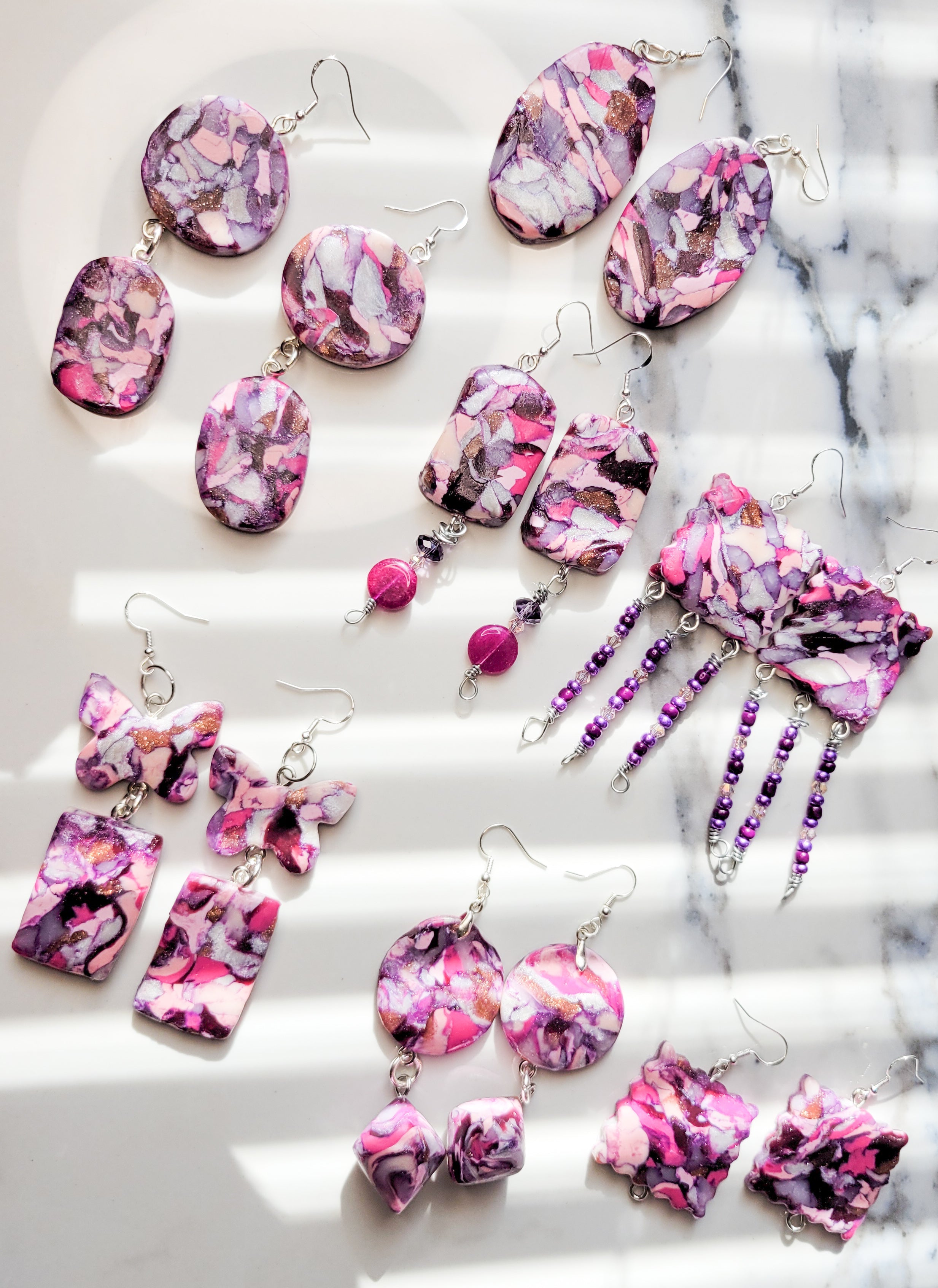 Stained glass looking clay earrings